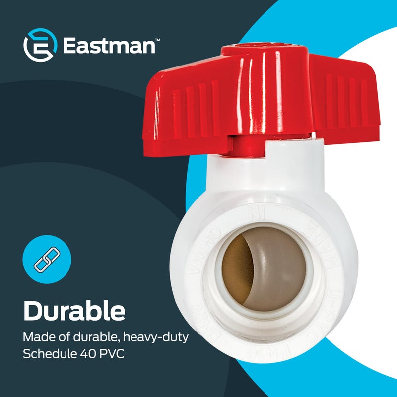 Eastman 3/4 x 3/4 Inch Slip Schedule 40 PVC Quarter Turn Ball Valve, 150 PSI, 20113 - Image 4